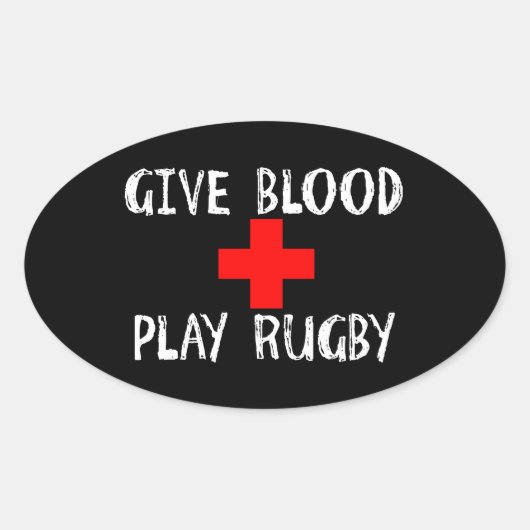 Geef bloed, Play Rugby Ovale Sticker (Voorkant)