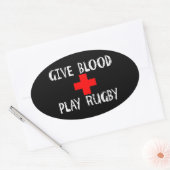 Geef bloed, Play Rugby Ovale Sticker (Envelop)