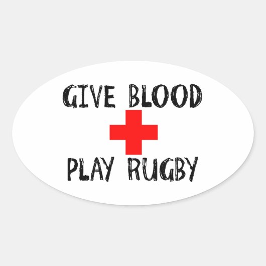 Geef bloed, Play Rugby Ovale Sticker (Voorkant)