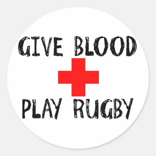 Geef bloed, Play Rugby Ronde Sticker (Voorkant)