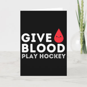 Geef Bloed Speel Hockey - Grappige IJshockeyspeler Kaart