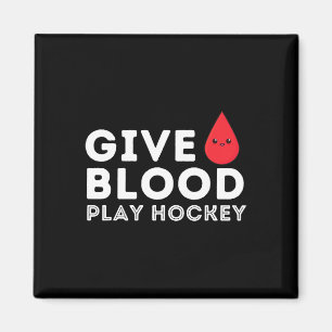 Geef Bloed Speel Hockey - Grappige IJshockeyspeler Magneet