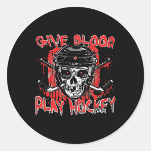 Geef Bloed Speel Hockey IJshockey Speler Cadeau Ronde Sticker
