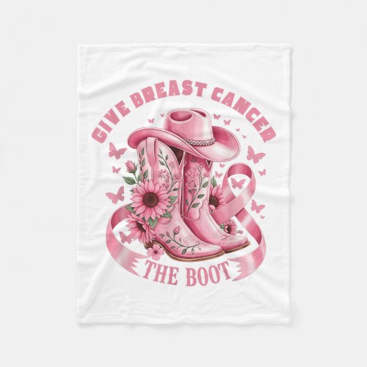 Geef borstkanker de Boot Cowgirl Cancer Awarene Fleece Deken (Voorkant)