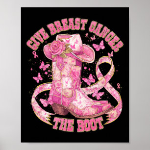 Geef borstkanker de Boot Cowgirl Cancer Awarene Poster