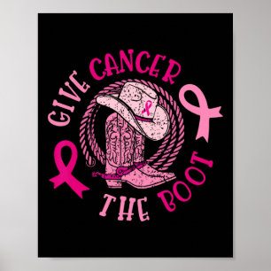 Geef borstkanker de Boot Cowgirl Cancer Awarene Poster