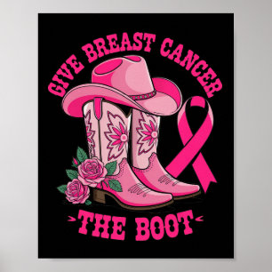 Geef borstkanker de Boot Cowgirl Cancer Awarene Poster
