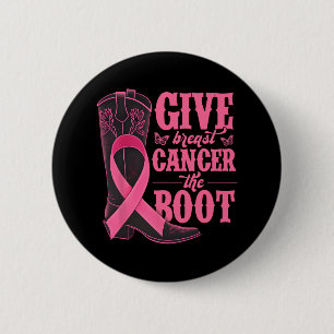 Geef borstkanker de Boot Cowgirl Cancer Awarene Ronde Button 5,7 Cm