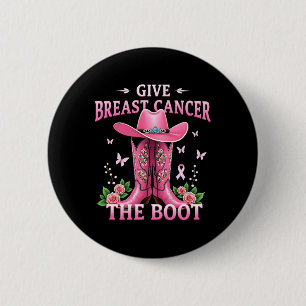 Geef borstkanker de Boot Cowgirl Cancer Awarene Ronde Button 5,7 Cm