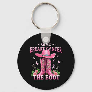 Geef borstkanker de Boot Cowgirl Cancer Awarene Sleutelhanger