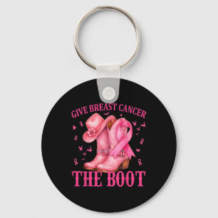 Geef borstkanker de Boot Cowgirl Cancer Awarene Sleutelhanger