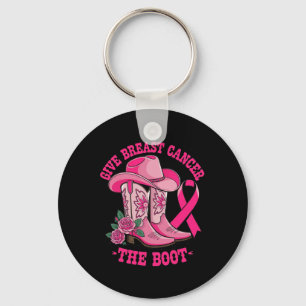 Geef borstkanker de Boot Cowgirl Cancer Awarene Sleutelhanger