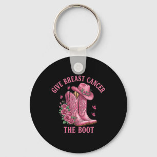 Geef borstkanker de Boot Cowgirl Cancer Awarene Sleutelhanger
