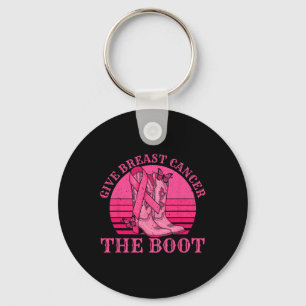 Geef borstkanker de Boot Cowgirl Cancer Awarene Sleutelhanger
