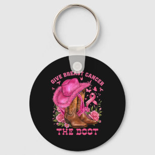 Geef borstkanker de Boot Cowgirl Cancer Awarene Sleutelhanger