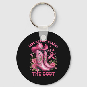 Geef borstkanker de Boot Cowgirl Cancer Awarene Sleutelhanger