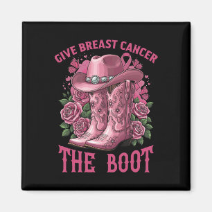 Geef borstkanker de Boot Cowgirl Ribbon Cancer Magneet