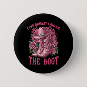 Geef borstkanker de Boot Cowgirl Ribbon Cancer Ronde Button 5,7 Cm