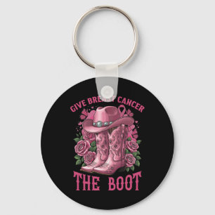 Geef borstkanker de Boot Cowgirl Ribbon Cancer Sleutelhanger
