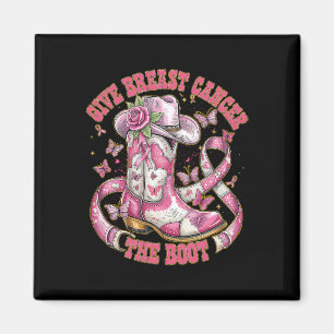 Geef borstkanker de Boot Floral Pink Ribbon Koe Magneet