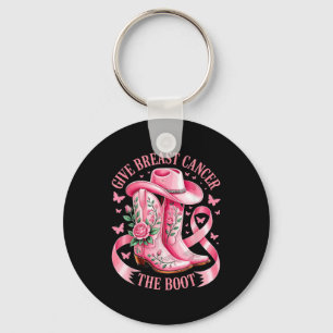 Geef Borstkanker De Laars Cowgirl Borstkanker Sleutelhanger