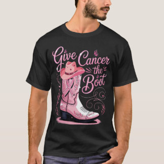 Geef Borstkanker de Stiefel Roze Lint Western Cowb T-shirt