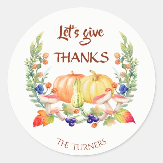 Geef Dank Chic Herfst Landelijke Thanksgiving Mono Ronde Sticker (Voorkant)
