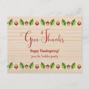 Geef Dank Gelukkig Thanksgiving Houten Uiterlijk A Briefkaart