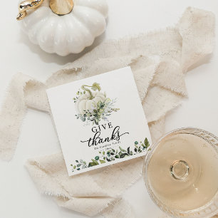 Geef Dank Groene Witte Pompoen Thanksgiving Servet