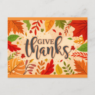 Geef Dank Herfst Herfstbladeren Thanksgiving Briefkaart