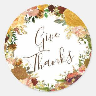 Geef Dank Herfstkrans Thanksgiving Ronde Sticker
