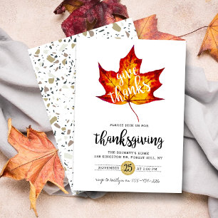 "Geef Dank" Moderne Herfstblad Thanksgiving Kaart