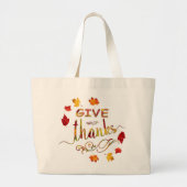 Geef Dank Oogst Rustieke Thanksgiving Monogram Grote Tote Bag (Voorkant)