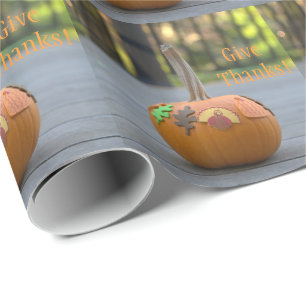 Geef Dank Oranje Pompoen Mooie  Cadeaupapier