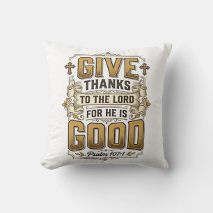 Geef Dank Psalm 107 Vintage Christelijk T-shirt Kussen