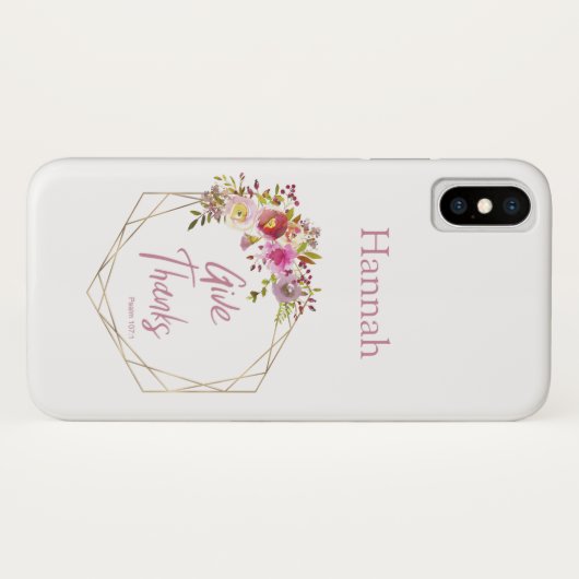 Geef dank Roze Paarse Bloemen Waterverf Case-Mate iPhone Case (Achterkant (horizontaal))