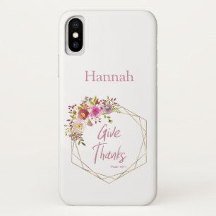 Geef dank Roze Paarse Bloemen Waterverf iPhone X Hoesje