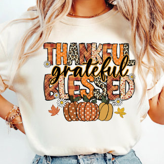 Geef Dank T-shirt | Bloemige Herfst Coquette Shirt