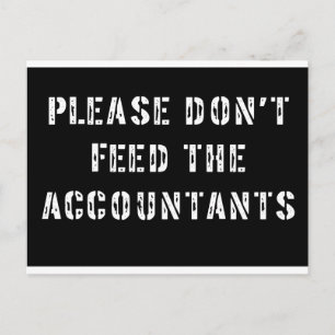 Geef de accountants alsjeblieft geen voer. briefkaart