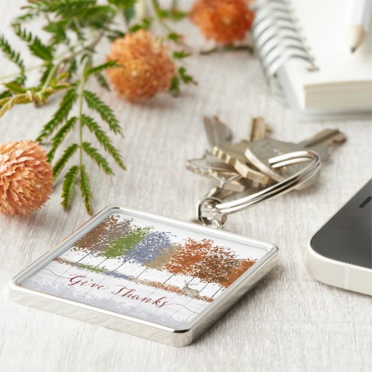 Geef de Bomen van de Thanksgiving van Bedankt en L Sleutelhanger (Zijkant)