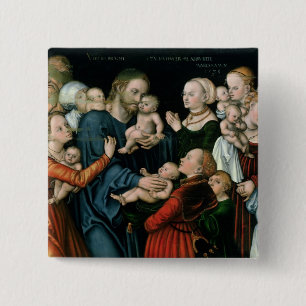 Geef de kleine kinderen het leven, 1538 vierkante button 5,1 cm