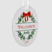 Geef de naam Kerstmis van de Red Green Wreath-fami Ornament (voorkant)