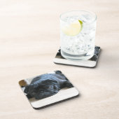 Geef de naam van het schattige zwarte Pug Puppy ac Drankjes Onderzetter (Rechterzijde)