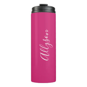 Geef de naam Wit script verticaal aan, Fuchsia Thermosbeker