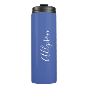 Geef de naam Wit script verticaal aan, Med Blue Thermosbeker