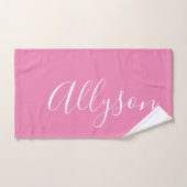 Geef de naam Wit script verticaal, roze aan Handdoek (Handdoek)