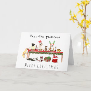 Geef de pawsecco-drink honden op kerstdag door kaart
