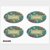 Geef de Thanksgiving van het Patroon van de Blader Ovale Sticker (Vel)