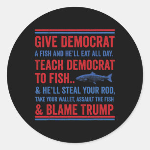 Geef Democraat Een Vis Grappige Republikeinse Cons Ronde Sticker