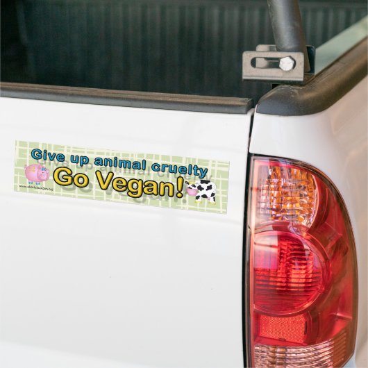 "Geef dierlijke wreedheid op Go vegan" met koe en Bumpersticker (Op Truck)